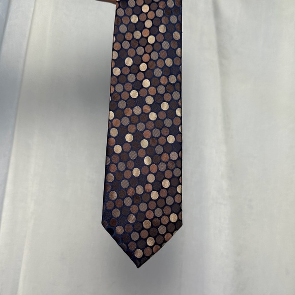 Men’s Silk Tie Haines & Bonner of London Handmade Brown Polka Dot - Picture 9 of 14